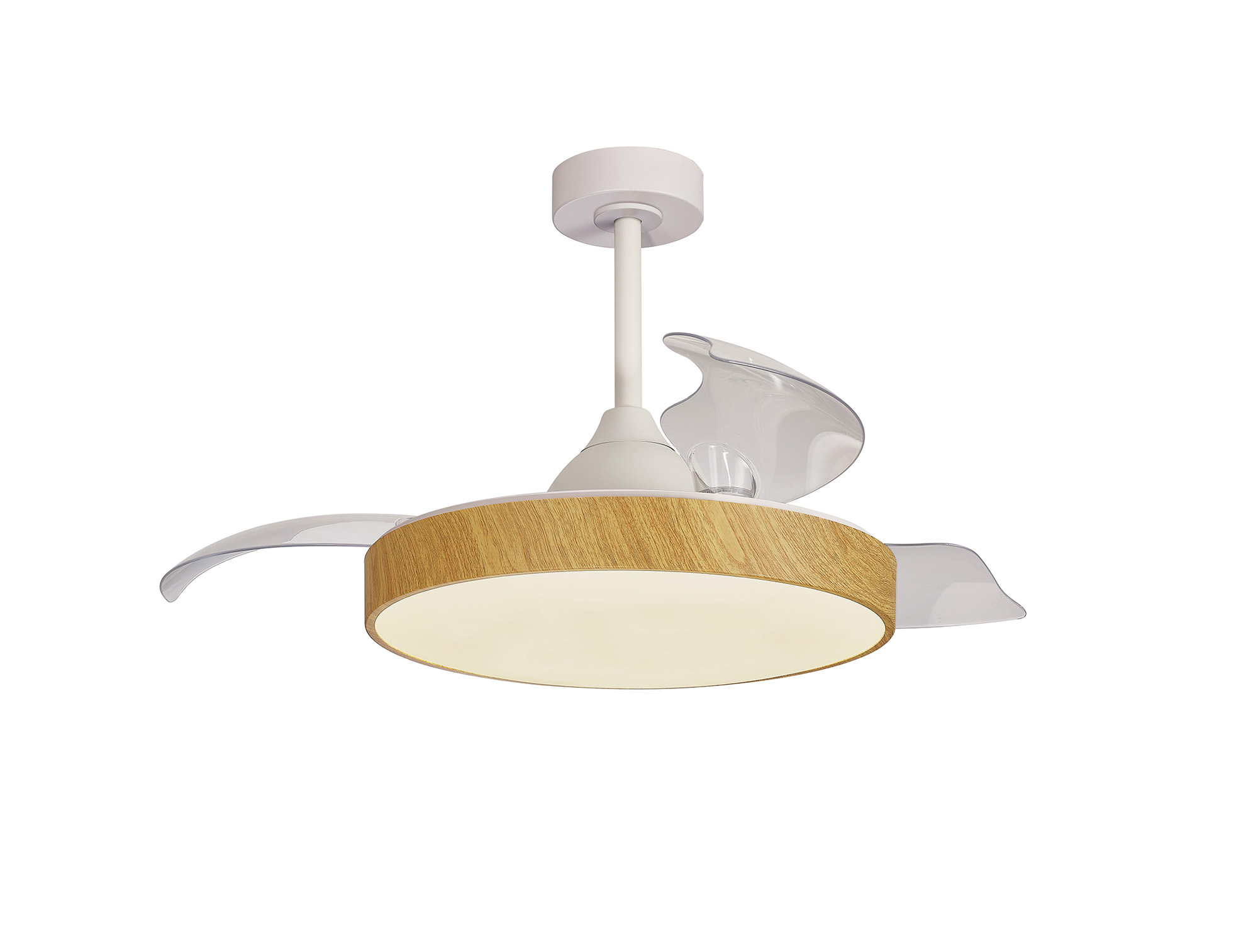 M8753  Alaska 50W LED Dimmable Ceiling Light With Built-In 30W DC Fan, 2700-5000K Remote & APP Control, Wood